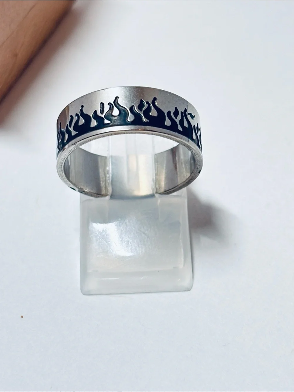 Men's Stainless Steel Black Flame Band Ring